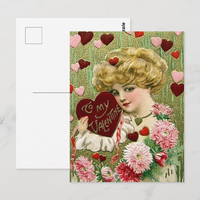 niedliche Vintage Valentinin Postkarte (Vorne/Hinten)