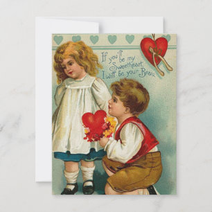 Niedliche Vintage Valentinskinder Feiertagskarte