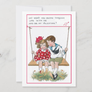 Niedliche Vintage Valentinskinder im Swing Feiertagskarte