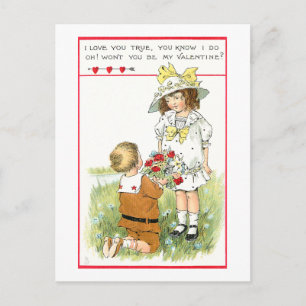 Niedliche Vintage Valentinskinder Postkarte