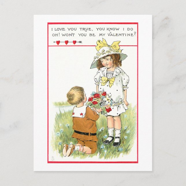 Niedliche Vintage Valentinskinder Postkarte (Vorderseite)