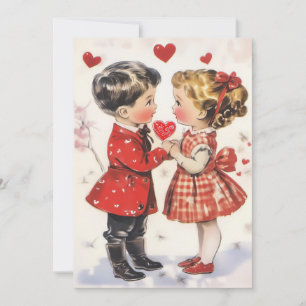 Niedliche Vintage Valentintagskarte Feiertagskarte