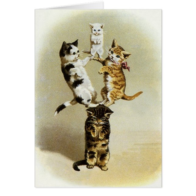 Niedliche Vintage Viktorianische Katzen Kätzchen s (Vorne)
