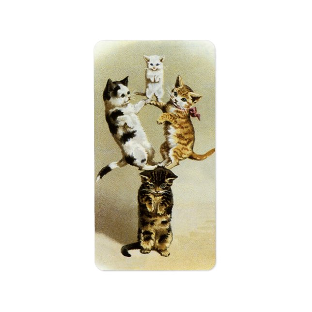Niedliche Vintage Viktorianische Katzen Kätzchen s Adressaufkleber (Vorne)