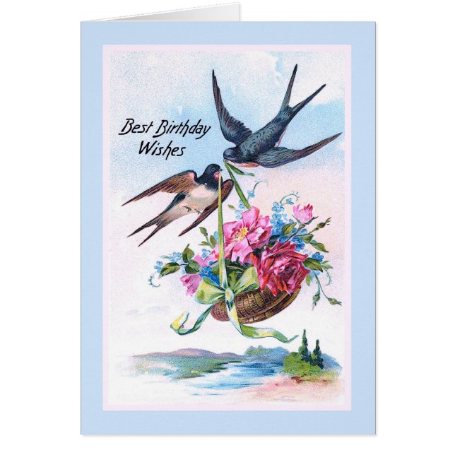 Niedliche Vintage Vögel und Blume (Vorne)