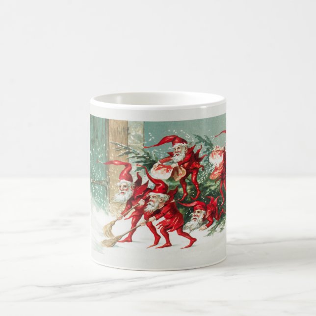 Niedliche Vintage Weihnachtselfen Kaffeetasse (Mittel)