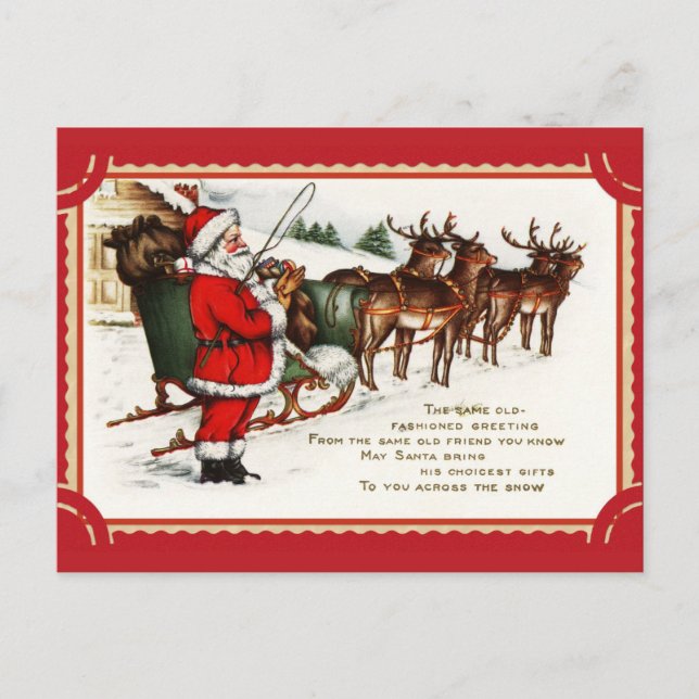 Niedliche Vintage Weihnachtsfreundlichkeit Grüße Postkarte (Vorderseite)