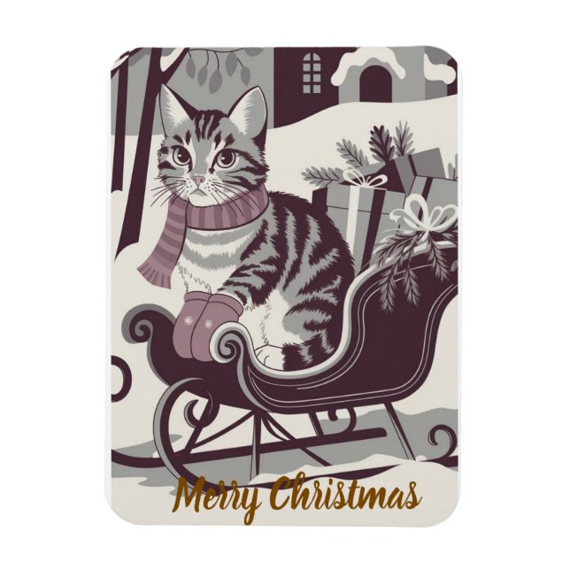 niedliche Vintage Weihnachtskarte Magnet (Vertikal)