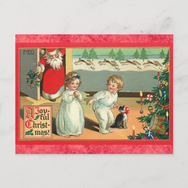 Niedliche Vintage Weihnachtskinder Weihnachten Postkarte (Vorderseite)