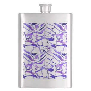 Niedliche violette Aquarellmuster abstrakte Linien Flachmann