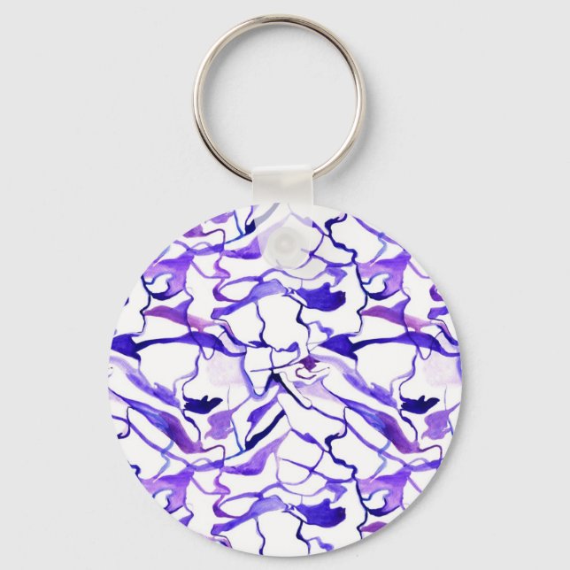 Niedliche violette Aquarellmuster abstrakte Linien Schlüsselanhänger (Vorderseite)