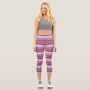 Niedliche violette Streifen Capri Leggings