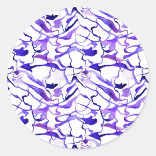 Niedliche violette Wasserfarbe abstrakte Linien Mu Runder Aufkleber