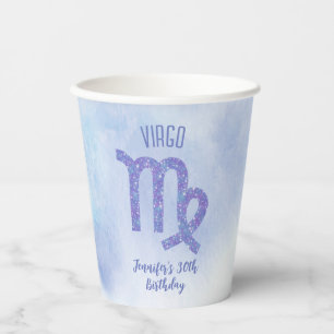 Niedliche Virgo Lila Astrologie Geburtstagsparty Pappbecher