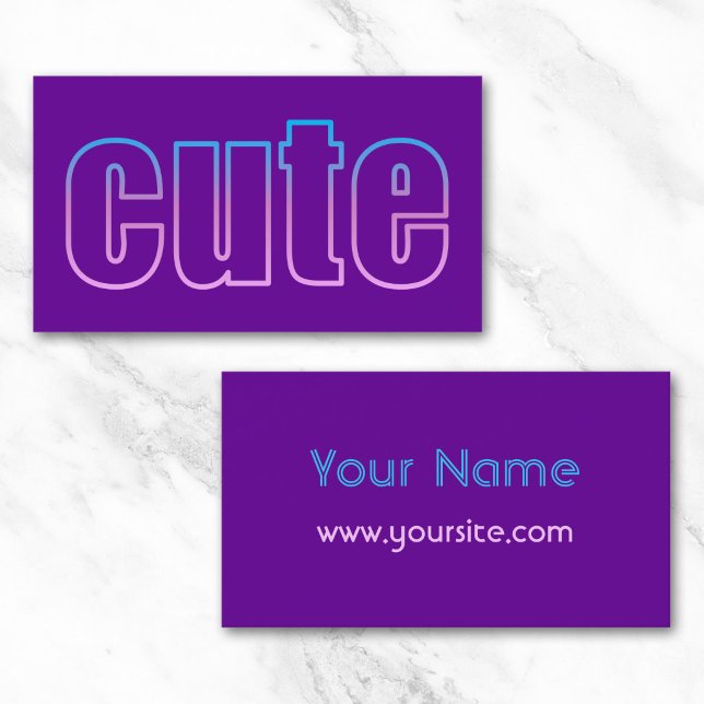 niedliche Visitenkarte (Ombre Outline Cute on Purple Business Card)