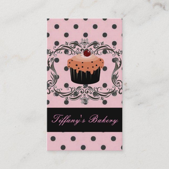 niedliche Visitenkarten für Kuchenpolka-Dot-Bäcker Visitenkarte (Vorderseite)