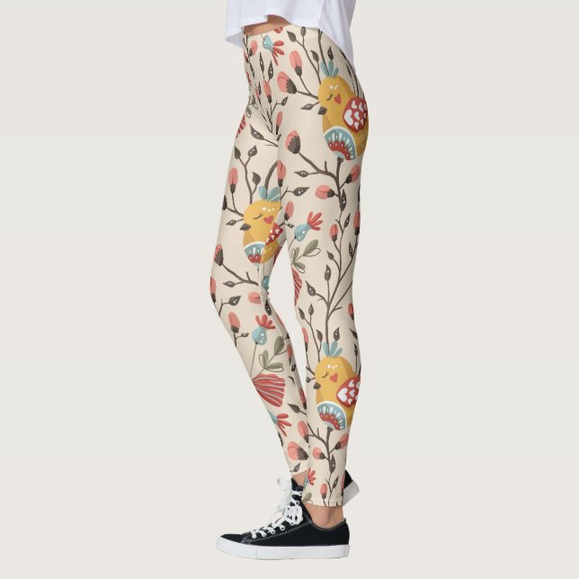 Niedliche Vögel Boho Muster Leggings (Links)
