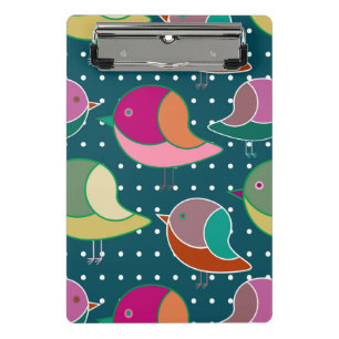Niedliche Vögel & Dots nahtlose Muster + Ihre Idee Mini Klemmbrett