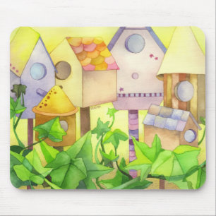 Niedliche Vogel-Häuser Mousepad