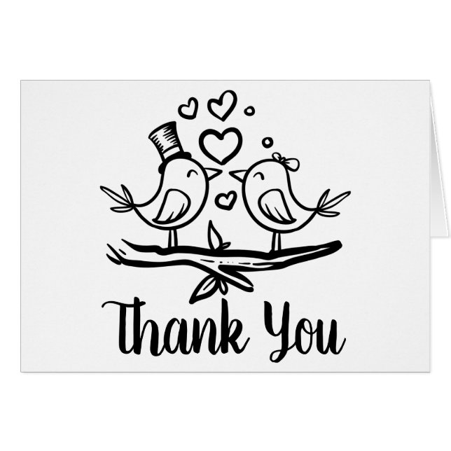 Niedliche Vögel Schwarz-weiße Lovebirds Hochzeit V (Vorderseite (Horizontal))