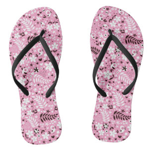 niedliche Vögel und Blume rosa Muster Flip Flops