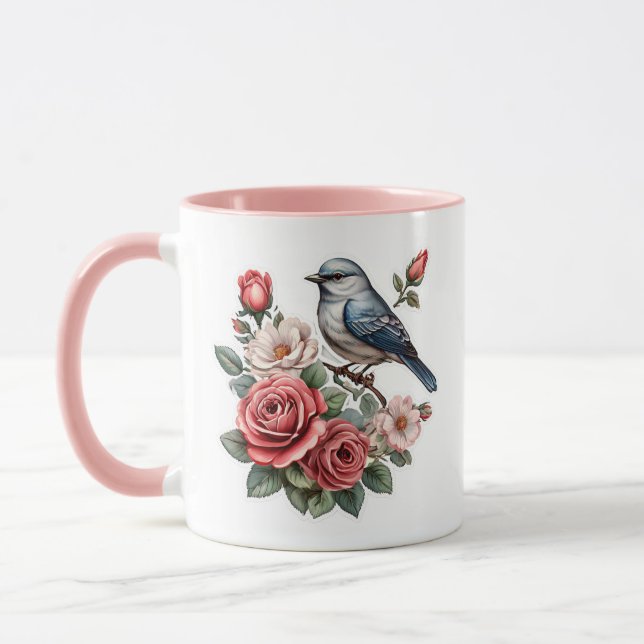 niedliche Vögel und Blume Tasse (Links)