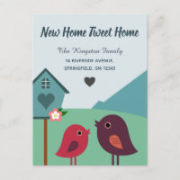 Niedliche Vögel und Vogelhaus Neue Zuhause neue Ad