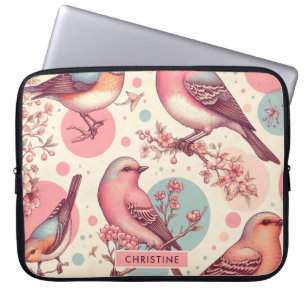 Niedliche Vögel Vintage Malerei Laptopschutzhülle