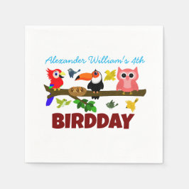 Niedliche Vogelanzeige — Vogelbird zum Geburtstag Serviette