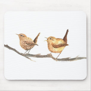 Niedliche Vogelarten Kinderzimmer Aquarell Mousepad
