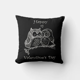 Niedliche Vogelarten Liebe Couple Owl Romance Lini Kissen