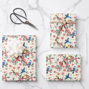 Niedliche Vogelliebhaber Party Geschenkpapier Set