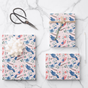 Niedliche Vogelliebhaber Party Geschenkpapier Set