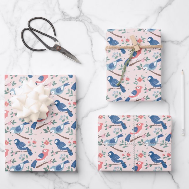 Niedliche Vogelliebhaber Party Geschenkpapier Set (Vorderseite)