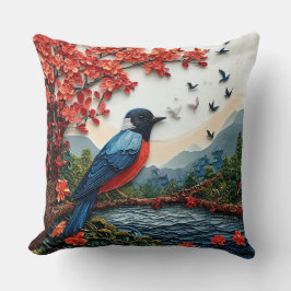 Niedliche Vogelpapierkunst Kissen