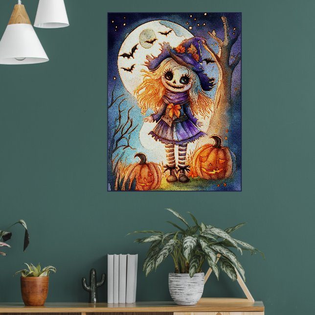 Niedliche Vogelscheuche in scharfen Wäldern, Poster (Wohnzimmer 1)