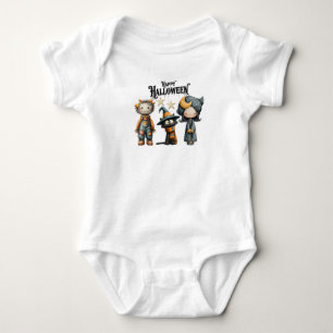 Niedliche Vogelscheuche, Katze und Hexe Baby Strampler