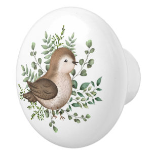 Niedliche Vogelwälder Grünpflanzen Woodland Baby Keramikknauf