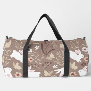 Niedliche Volkskunst Bunny und Blume Duffle Bag