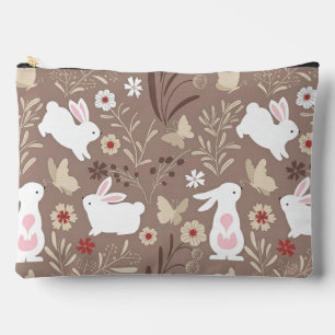 Niedliche Volkskunst Bunny und Blume Zubehörtasche
