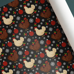 Niedliche Volkskunst Rustikale schwarze Weihnachte Geschenkpapier