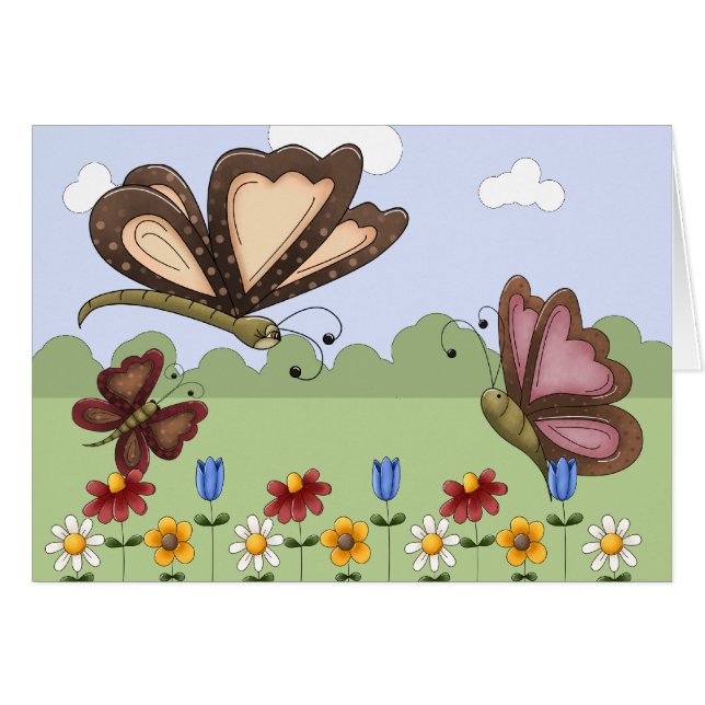 Niedliche Volksschmetterlinge und Blume Leere (Vorderseite (Horizontal))