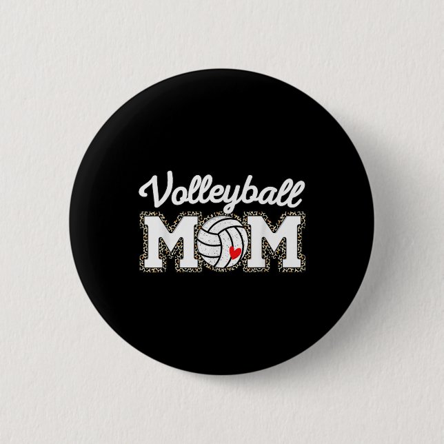 Niedliche Volleyball Mama Leopard Print Mütter Tag Button (Vorderseite)