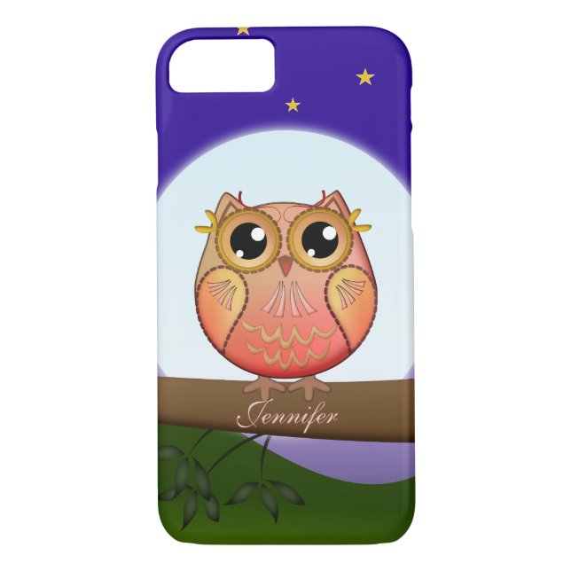 Niedliche Vollmondeule u. -individueller Name Case-Mate iPhone Hülle (Rückseite)