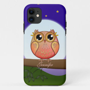Niedliche Vollmondeule u. -individueller Name iPhone 11 Hülle