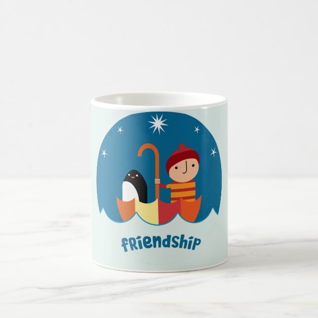 Niedliche Vorschulzeit K verloren und fand Freunds Kaffeetasse (Mittel)