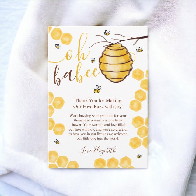 Niedliche Wabendusche Dankeskarte (Cute honeycomb beehive watercolor baby shower thank you card)