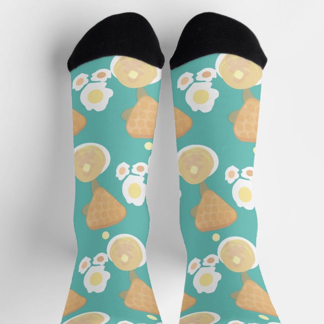 Niedliche Waffeln Pfannkuchen Frühstücksbuffet Par Socken (Oben)