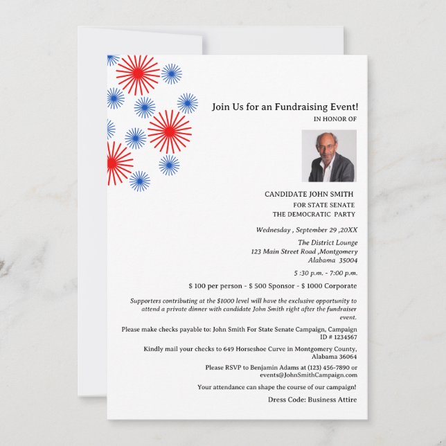 Niedliche Wahlkampagne - Politische Fundraiser Einladung (Vorderseite)