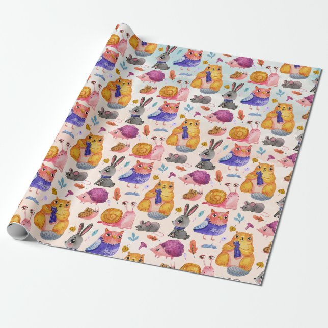 Niedliche Wald-Reißpapier Geschenkpapier (Ungerollt)